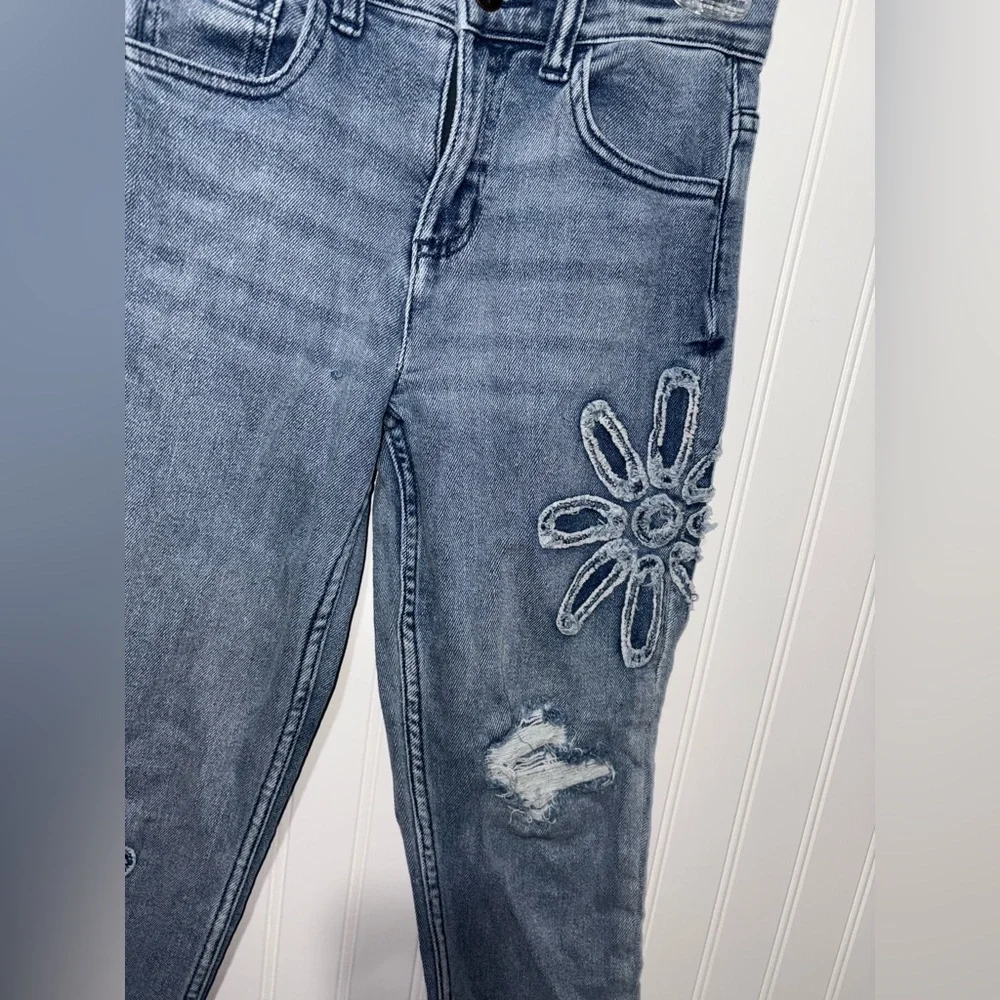Justice Jeans with Floral Embroidery|Size 10